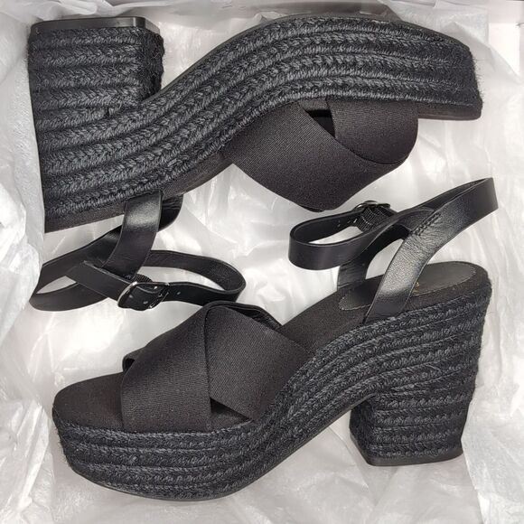 Jcrew NWT black  strap platform wedge espadrilles 6.5 - Picture 9 of 13